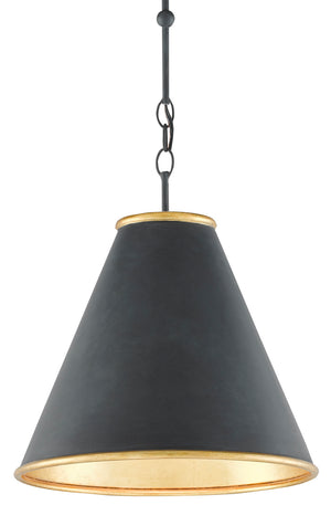 Currey and Company - 9000-0534 - One Light Pendant - Pierrepont - Antique Black/Contemporary Gold Leaf/Painted Gold