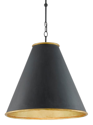 Currey and Company - 9000-0535 - One Light Pendant - Pierrepont - Antique Black/Contemporary Gold Leaf/Painted Gold