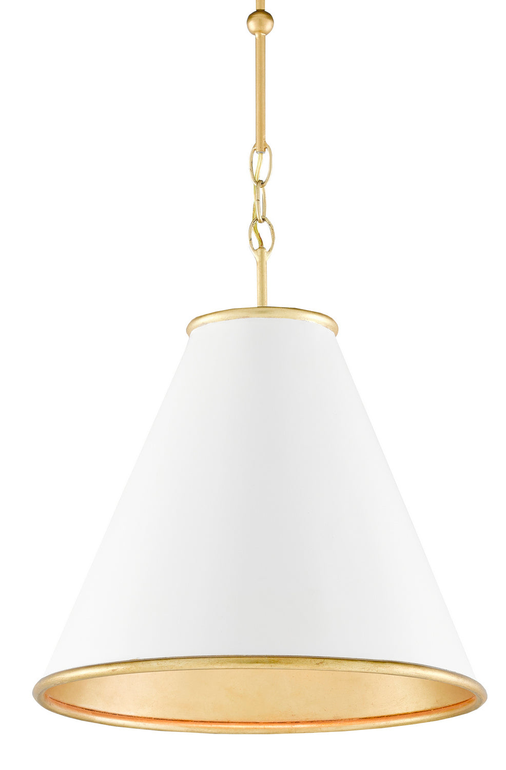 Currey and Company - 9000-0536 - One Light Pendant - Pierrepont - Painted Gesso White/Contemporary Gold Leaf/Painted Gold