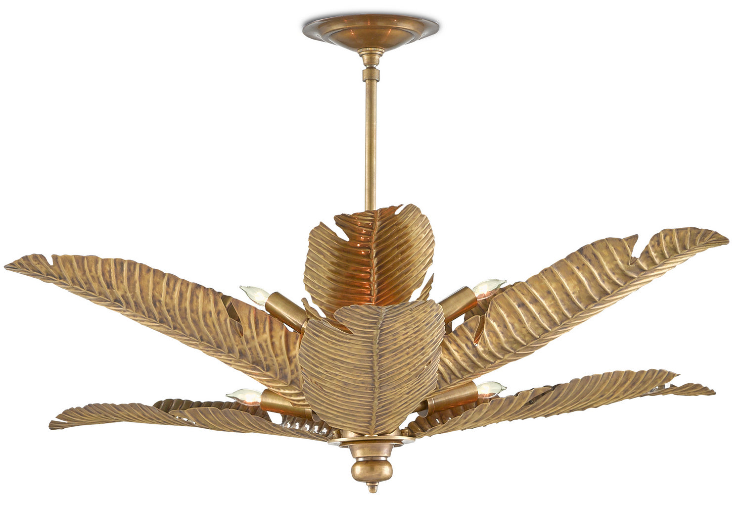 Currey and Company - 9000-0544 - Six Light Semi-Flush Mount - Tropical - Vintage Brass