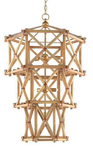 Currey and Company - 9000-0553 - Seven Light Chandelier - Kingali - Natural/New Brass