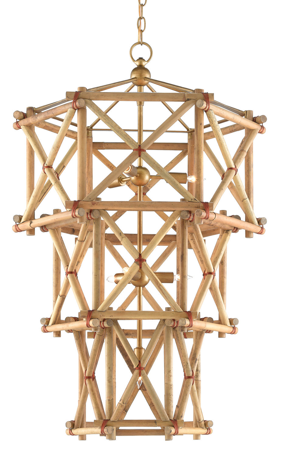 Currey and Company - 9000-0553 - Seven Light Chandelier - Kingali - Natural/New Brass