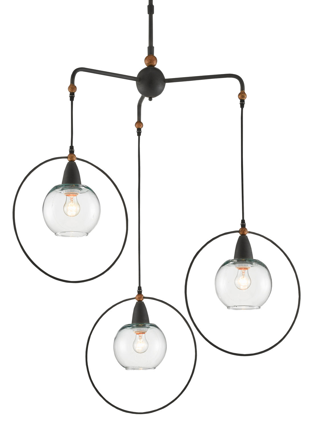 Currey and Company - 9000-0559 - Three Light Pendant - Moorsgate - Blacksmith/Old Brass