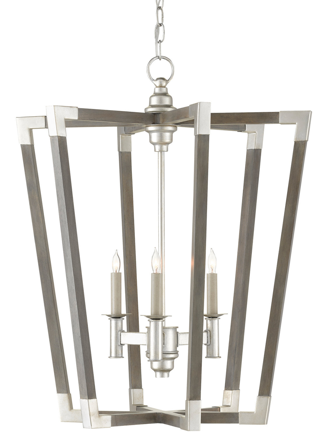 Currey and Company - 9000-0605 - Three Light Chandelier - Bastian - Chateau Gray/Contemporary Silver Leaf