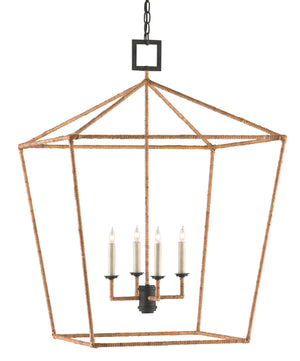 Currey and Company - 9000-0611 - Four Light Lantern - Denison - Molé Black/Natural Rattan