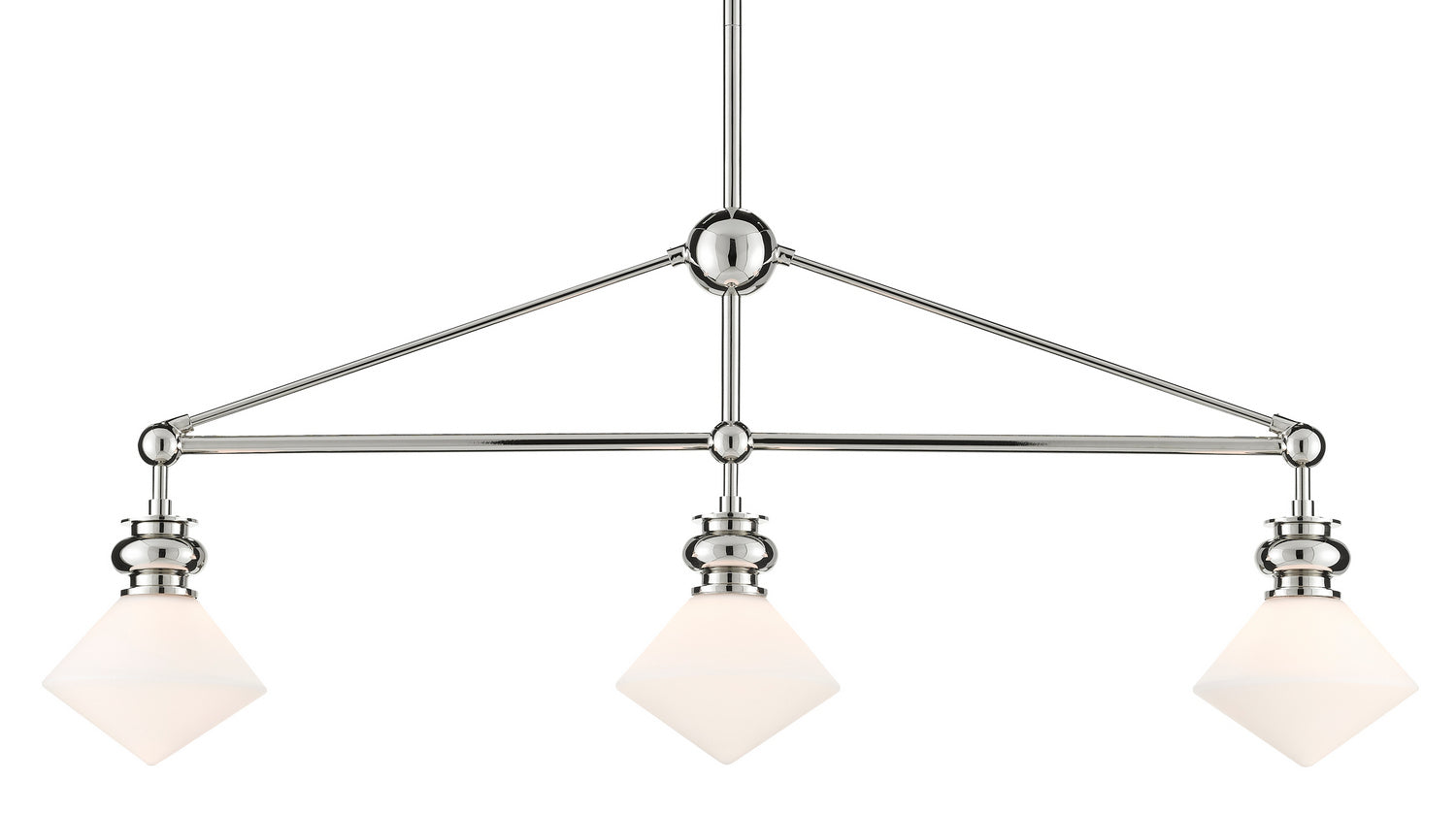 Currey and Company - 9000-0614 - Three Light Chandelier - Rycroft - Polished Nickel/White