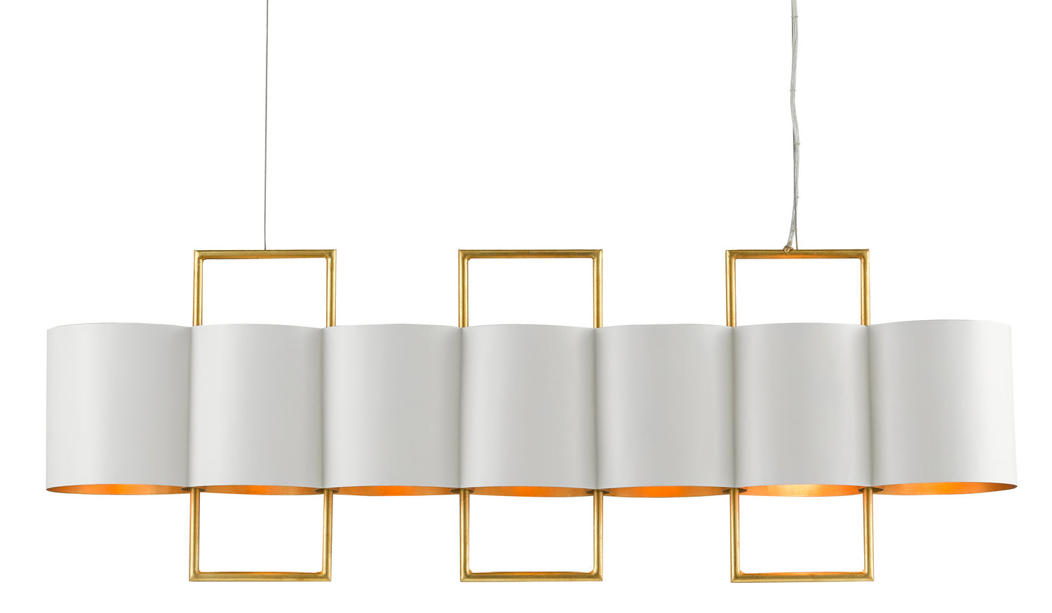 Currey and Company - 9000-0633 - Seven Light Chandelier - Chaunce - Painted Gesso White/Contemporary Gold Leaf