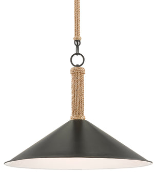 Currey and Company - 9000-0639 - One Light Pendant - Ocracoke - Sugar White/Blacksmith/Natural Rope