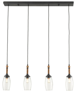 Currey and Company - 9000-0651 - Four Light Chandelier - Hightider - French Black/Natural Rope