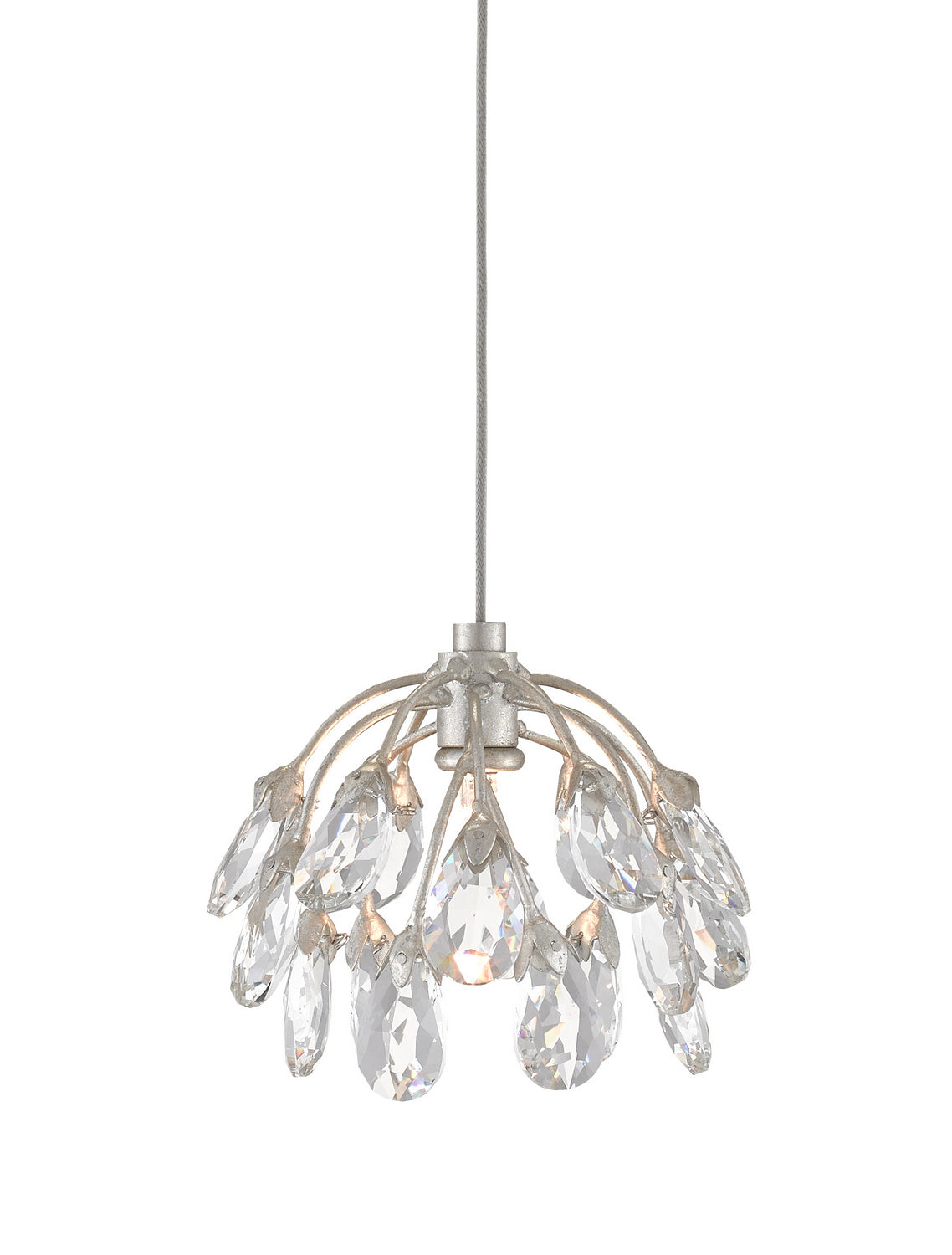 Currey and Company - 9000-0667 - One Light Pendant - Crystal - Crystal/ Contemporary Silver Leaf