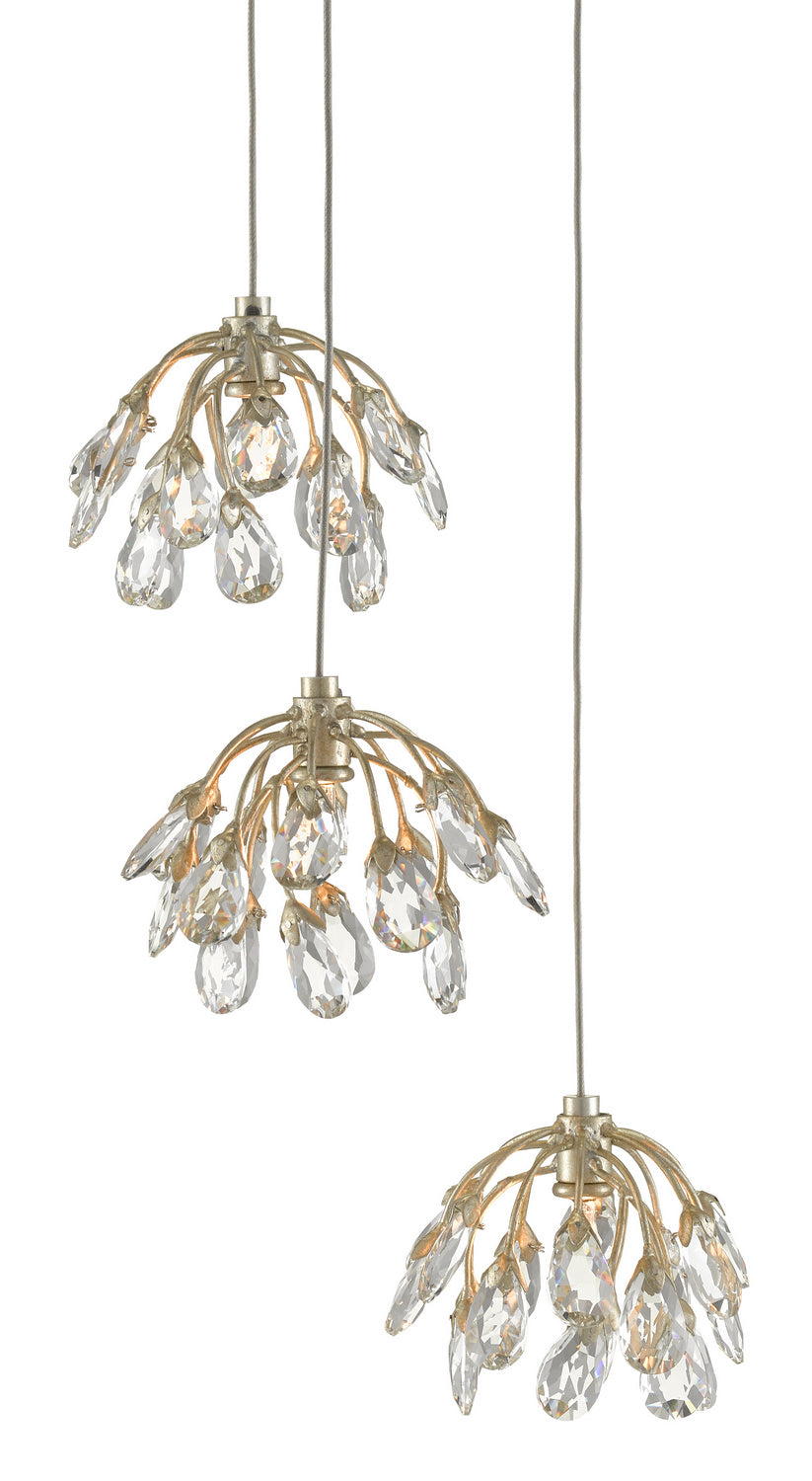 Currey and Company - 9000-0668 - Three Light Pendant - Crystal - Crystal/ Contemporary Silver Leaf