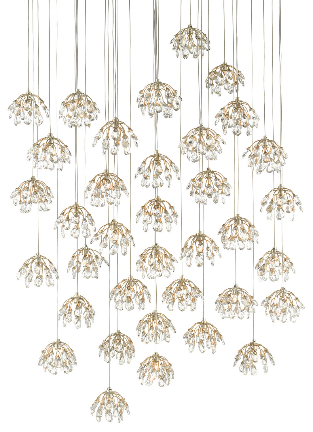 Currey and Company - 9000-0673 - 36 Light Pendant - Crystal - Crystal/ Contemporary Silver Leaf