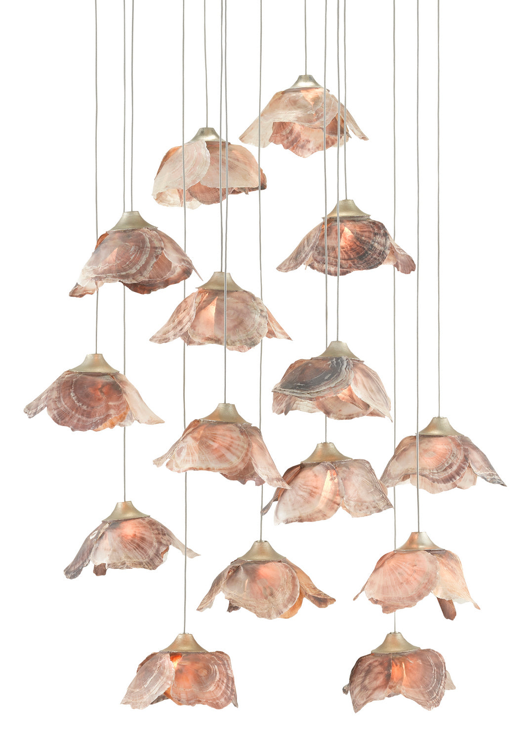 Currey and Company - 9000-0677 - 15 Light Pendant - Catrice - Natural Shell/Contemporary Silver Leaf