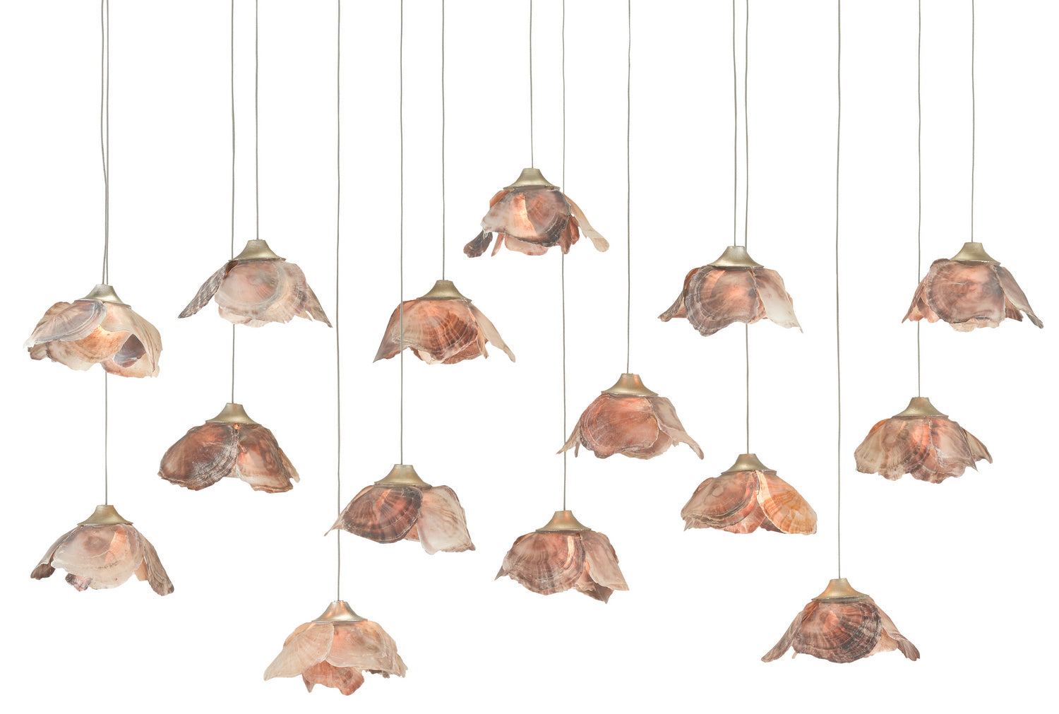 Currey and Company - 9000-0678 - 15 Light Pendant - Catrice - Natural Shell/Contemporary Silver Leaf