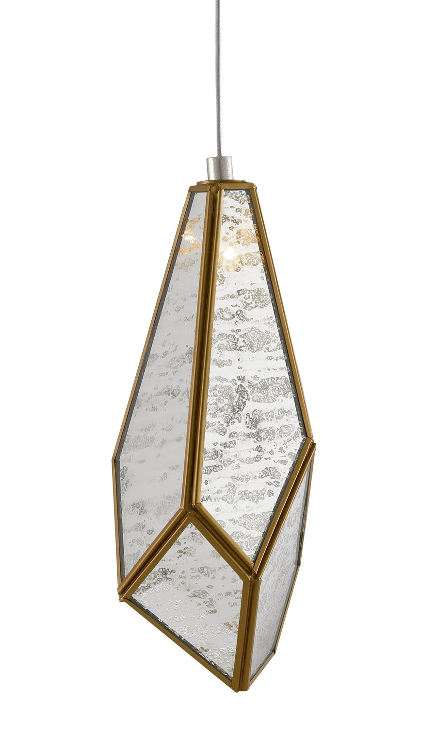 Currey and Company - 9000-0702 - One Light Pendant - Glace - Raj Mirror/Antique Brass