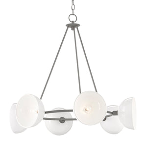 Currey and Company - 9000-0728 - Six Light Chandelier - Soba - Hiroshi Gray/White