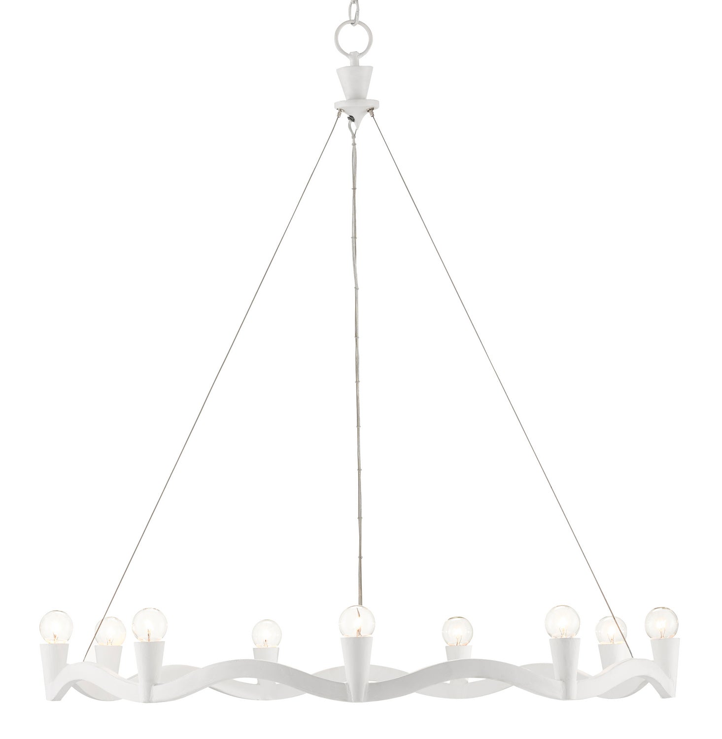 Currey and Company - 9000-0730 - Nine Light Chandelier - Serpentina - Gesso White