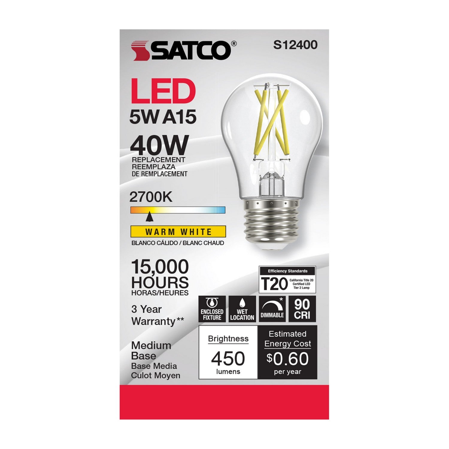 Satco - S12400 - Light Bulb - Clear