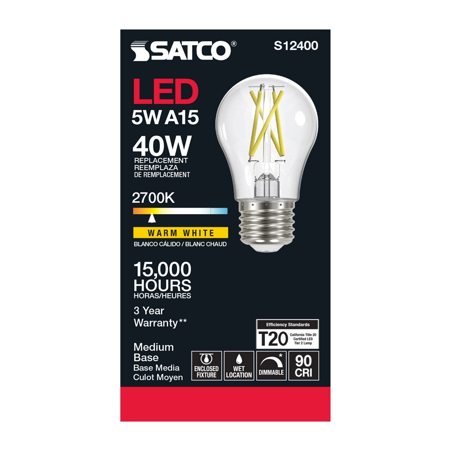 Satco - S12400 - Light Bulb - Clear