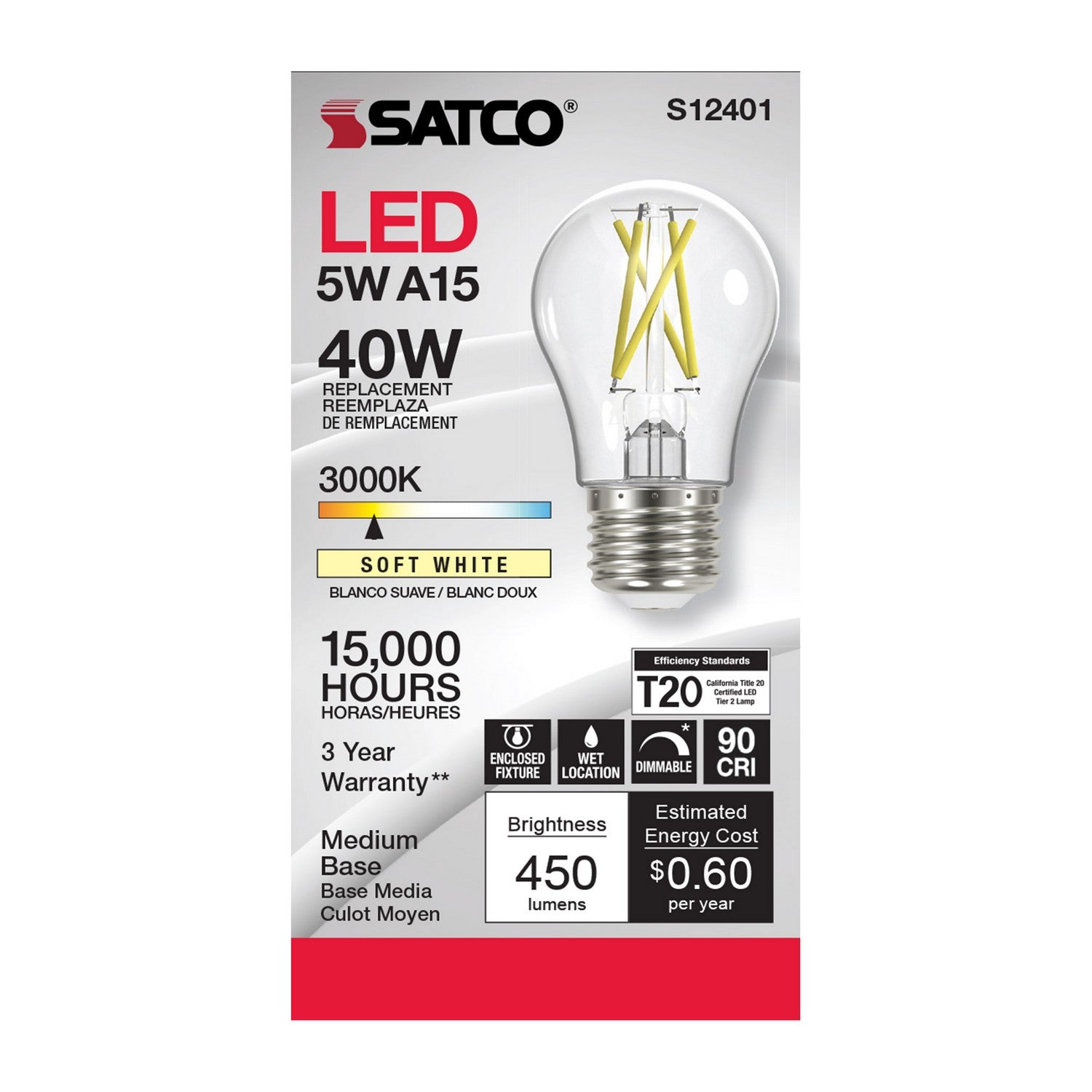 Satco - S12401 - Light Bulb - Clear