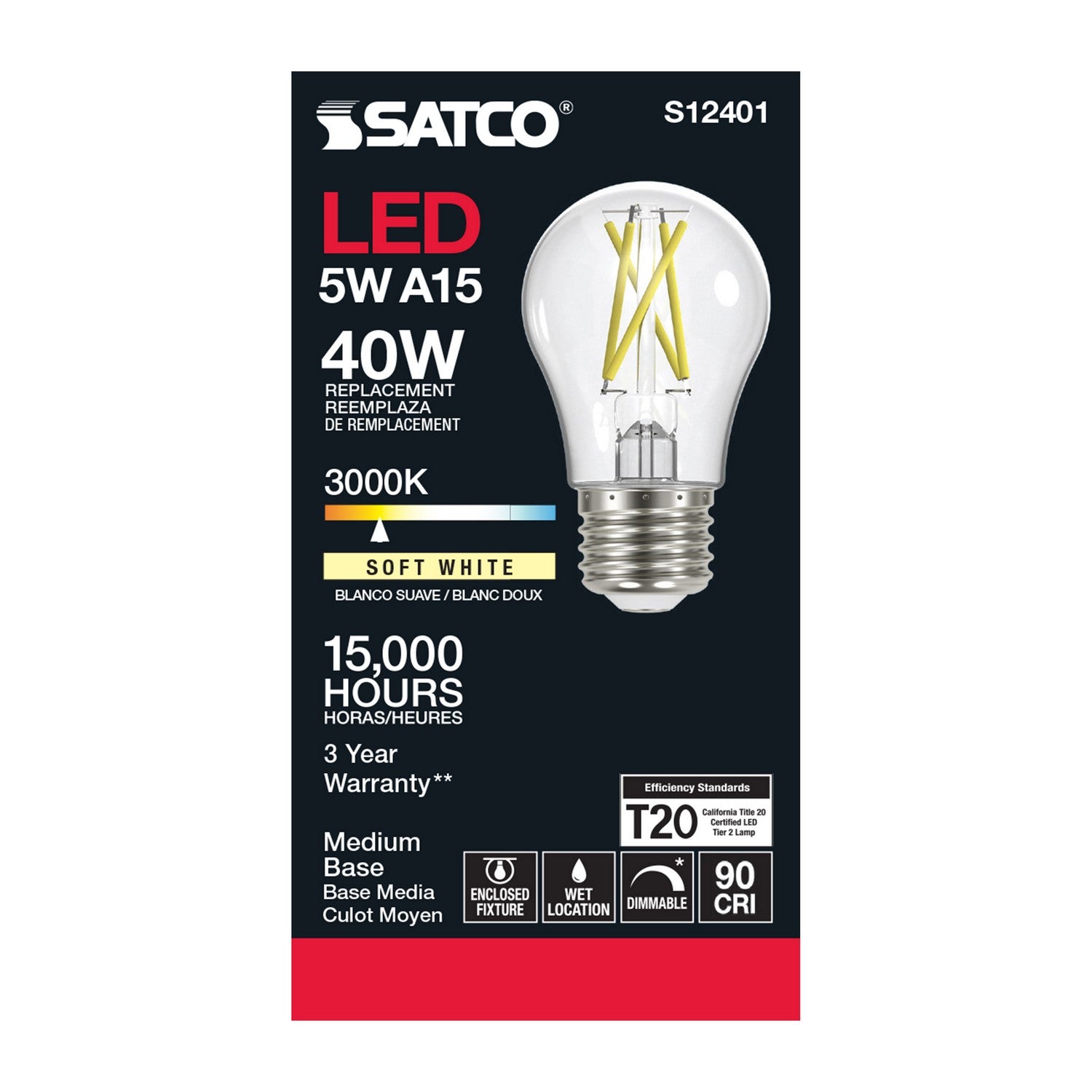 Satco - S12401 - Light Bulb - Clear