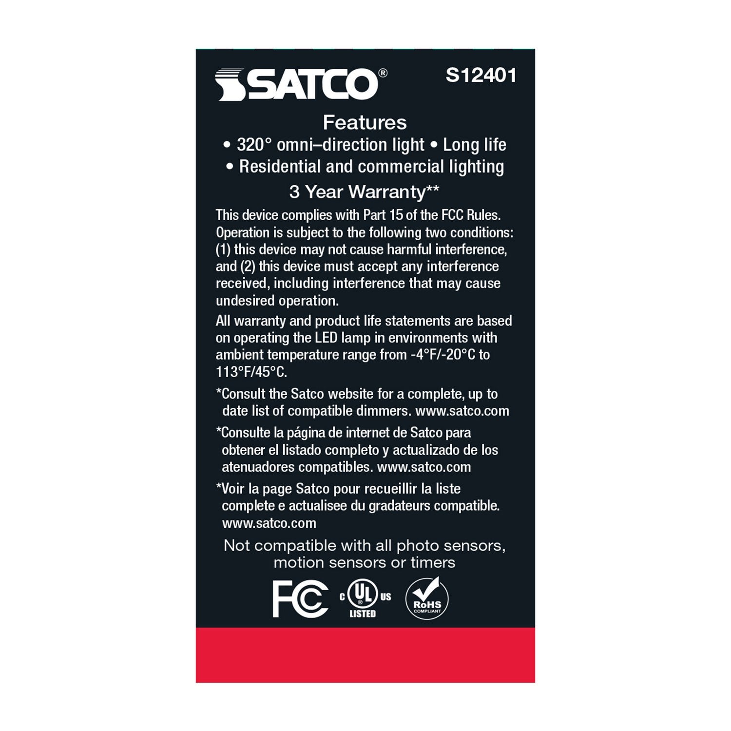 Satco - S12401 - Light Bulb - Clear
