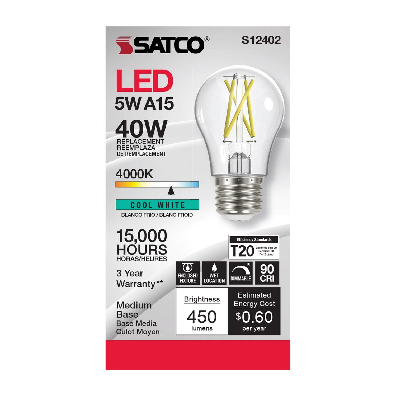 Satco - S12402 - Light Bulb - Clear