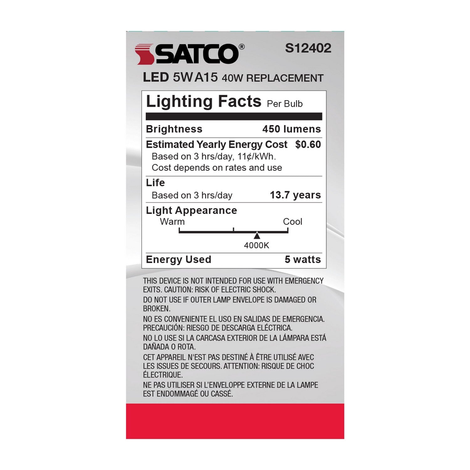 Satco - S12402 - Light Bulb - Clear