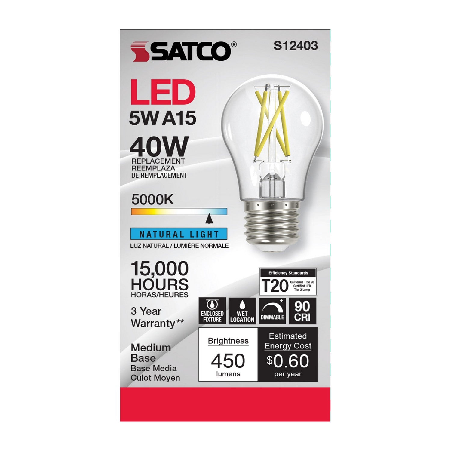 Satco - S12403 - Light Bulb - Clear