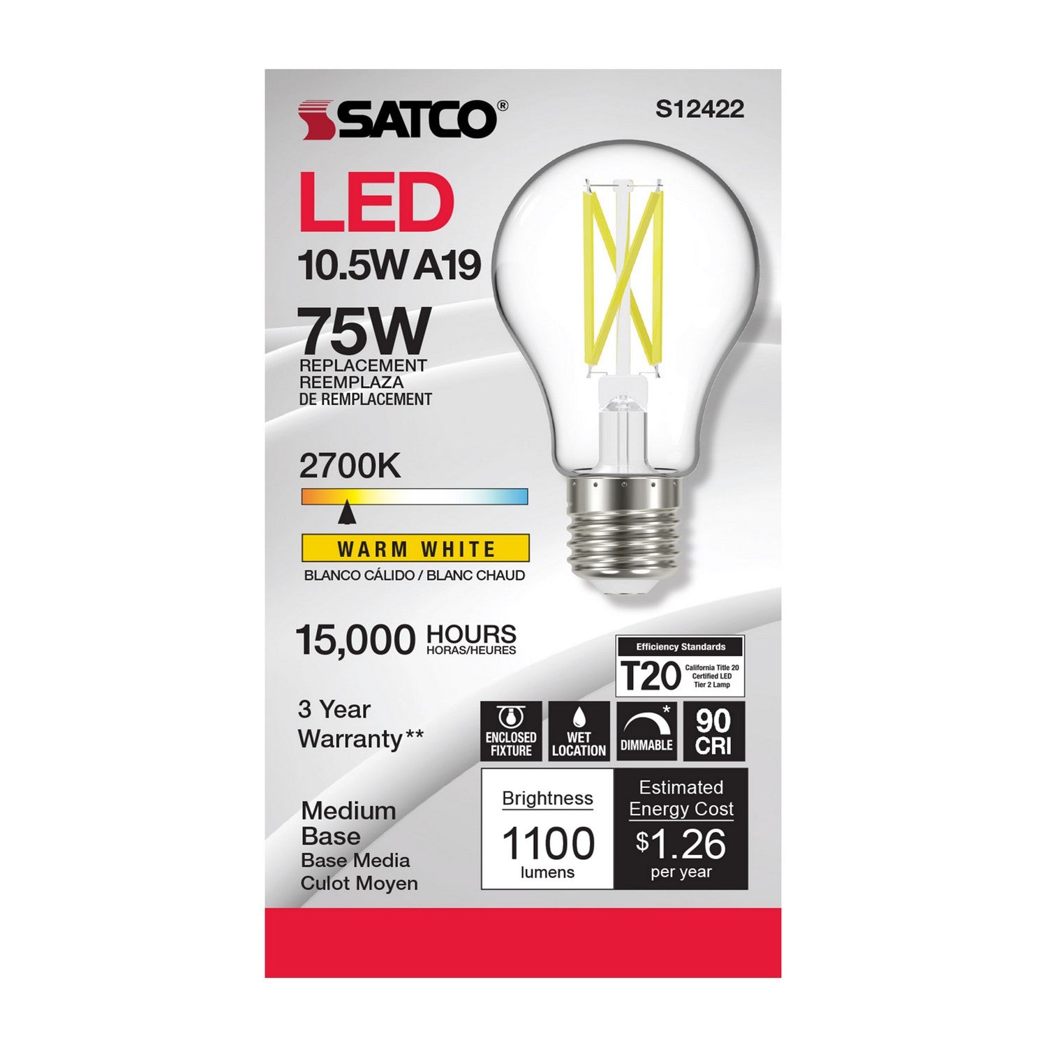 Satco - S12422 - Light Bulb - Clear