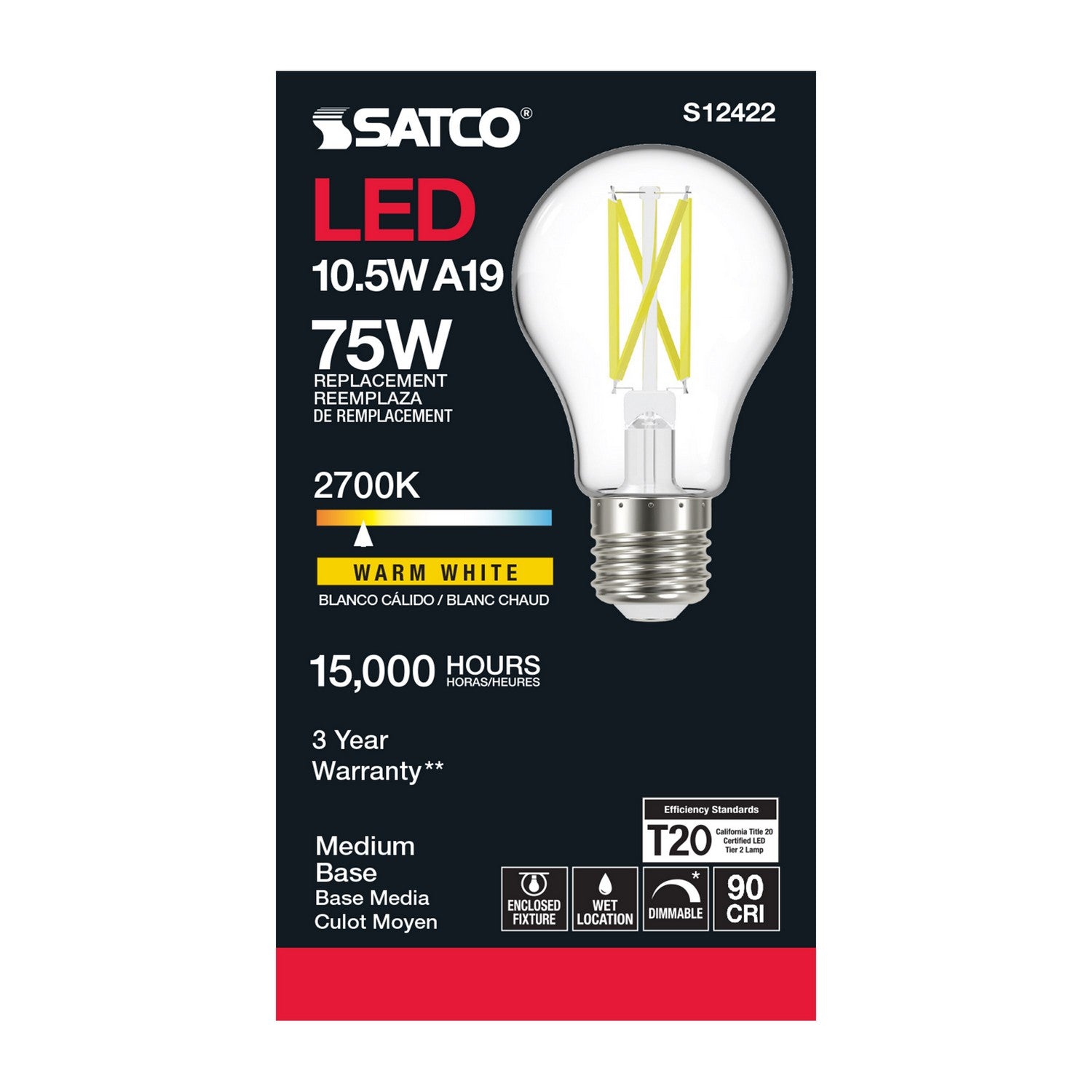 Satco - S12422 - Light Bulb - Clear