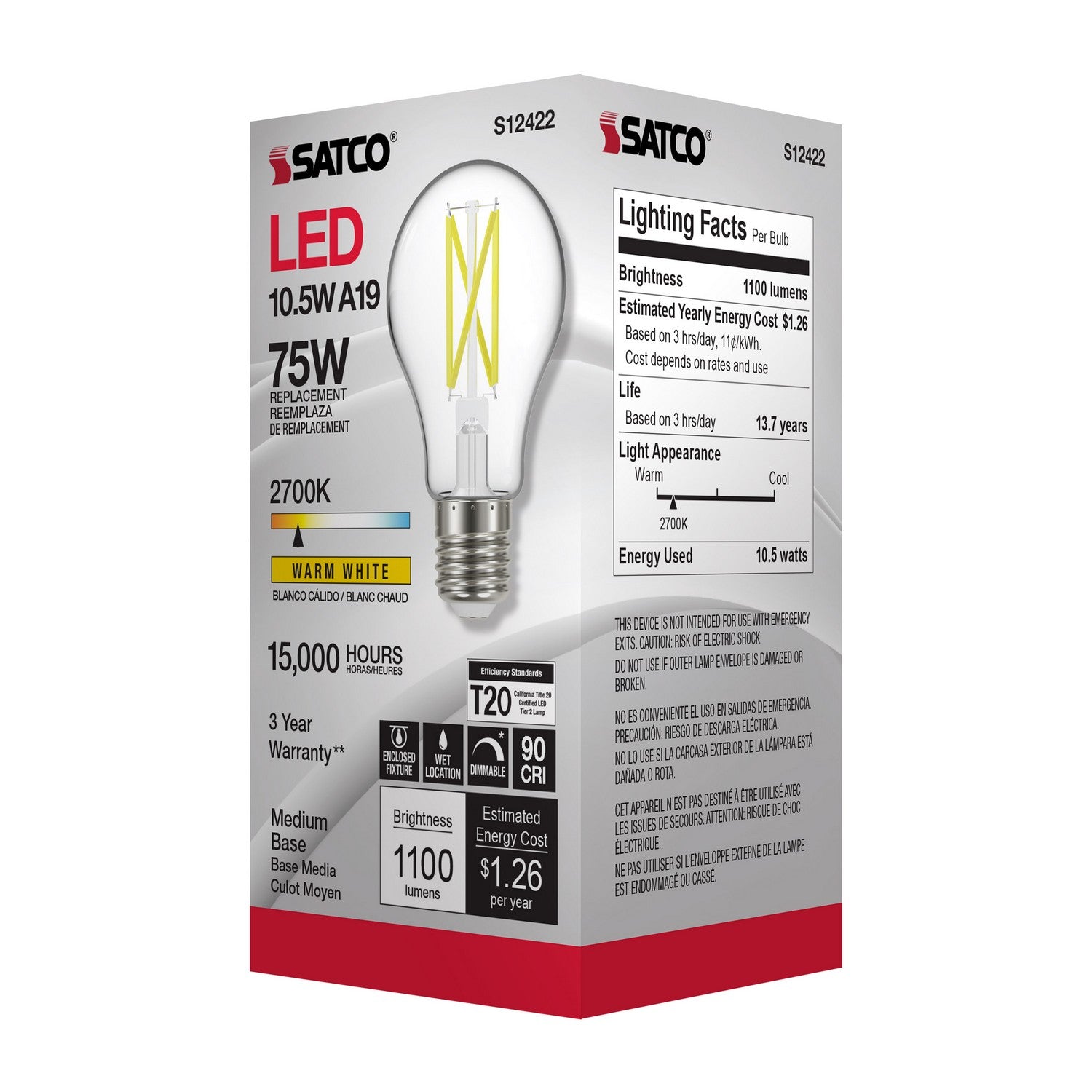 Satco - S12422 - Light Bulb - Clear