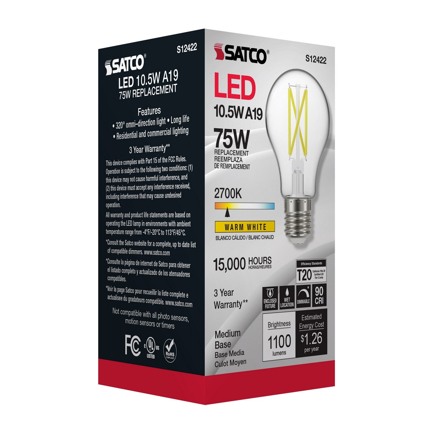 Satco - S12422 - Light Bulb - Clear