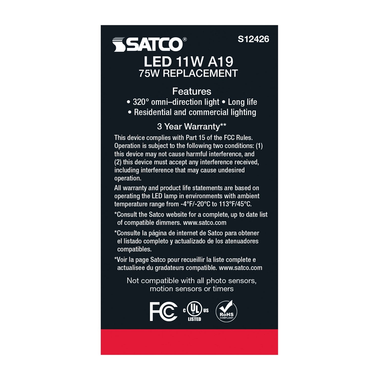 Satco - S12426 - Light Bulb - Soft White