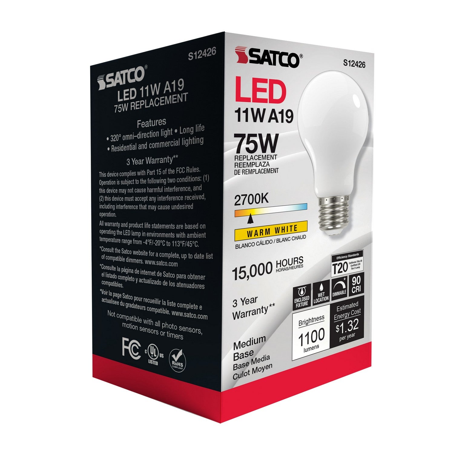 Satco - S12426 - Light Bulb - Soft White