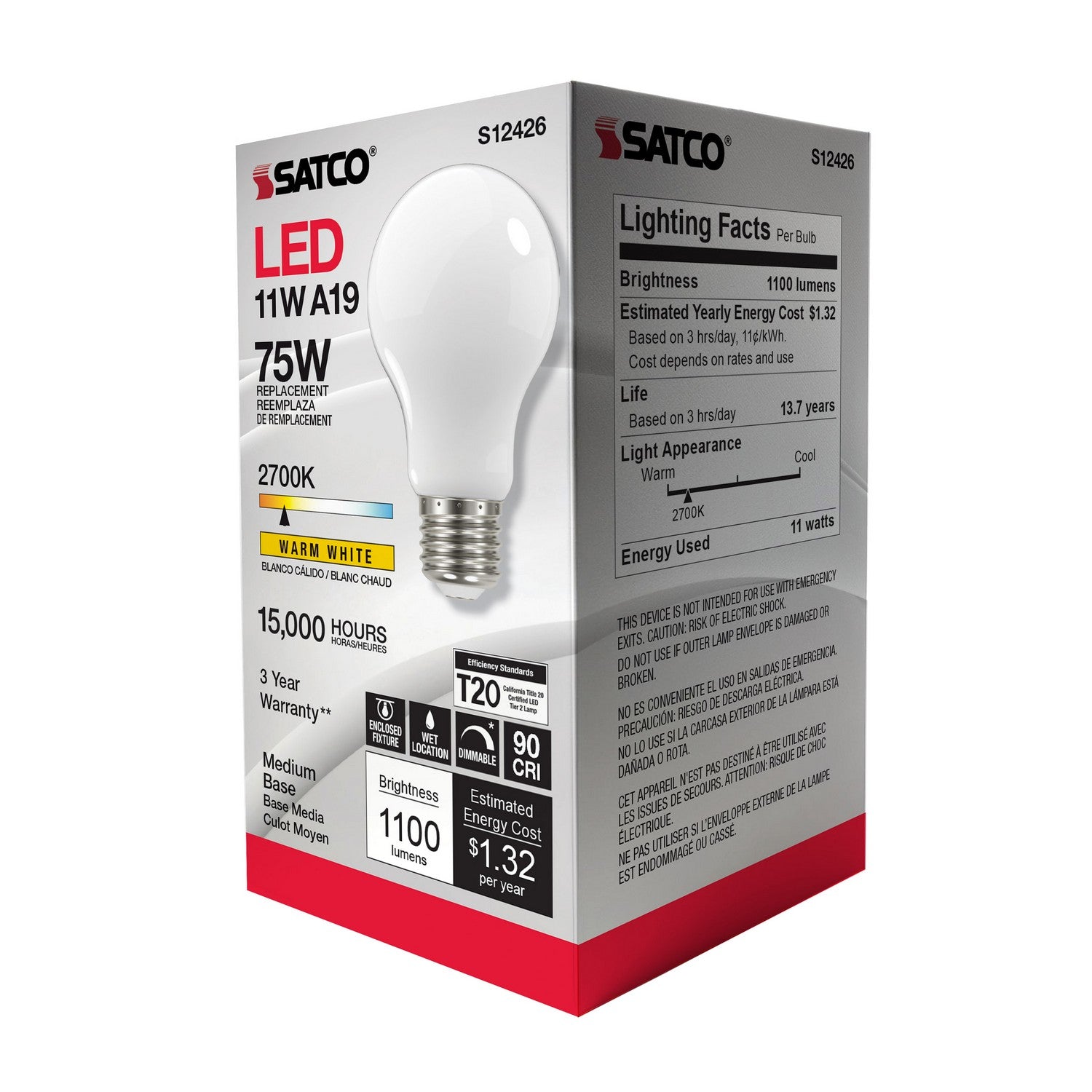 Satco - S12426 - Light Bulb - Soft White