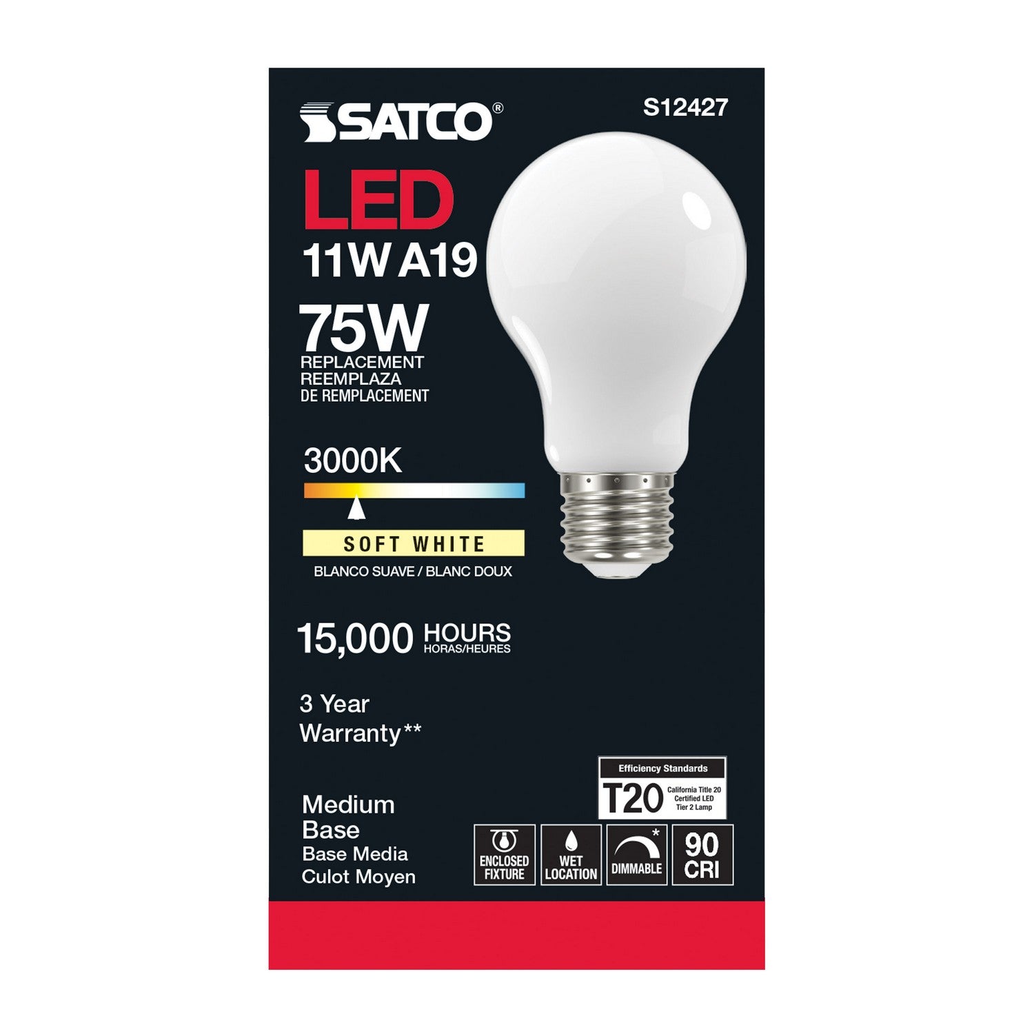 Satco - S12427 - Light Bulb - Soft White