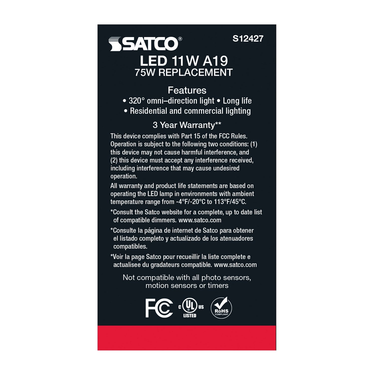 Satco - S12427 - Light Bulb - Soft White