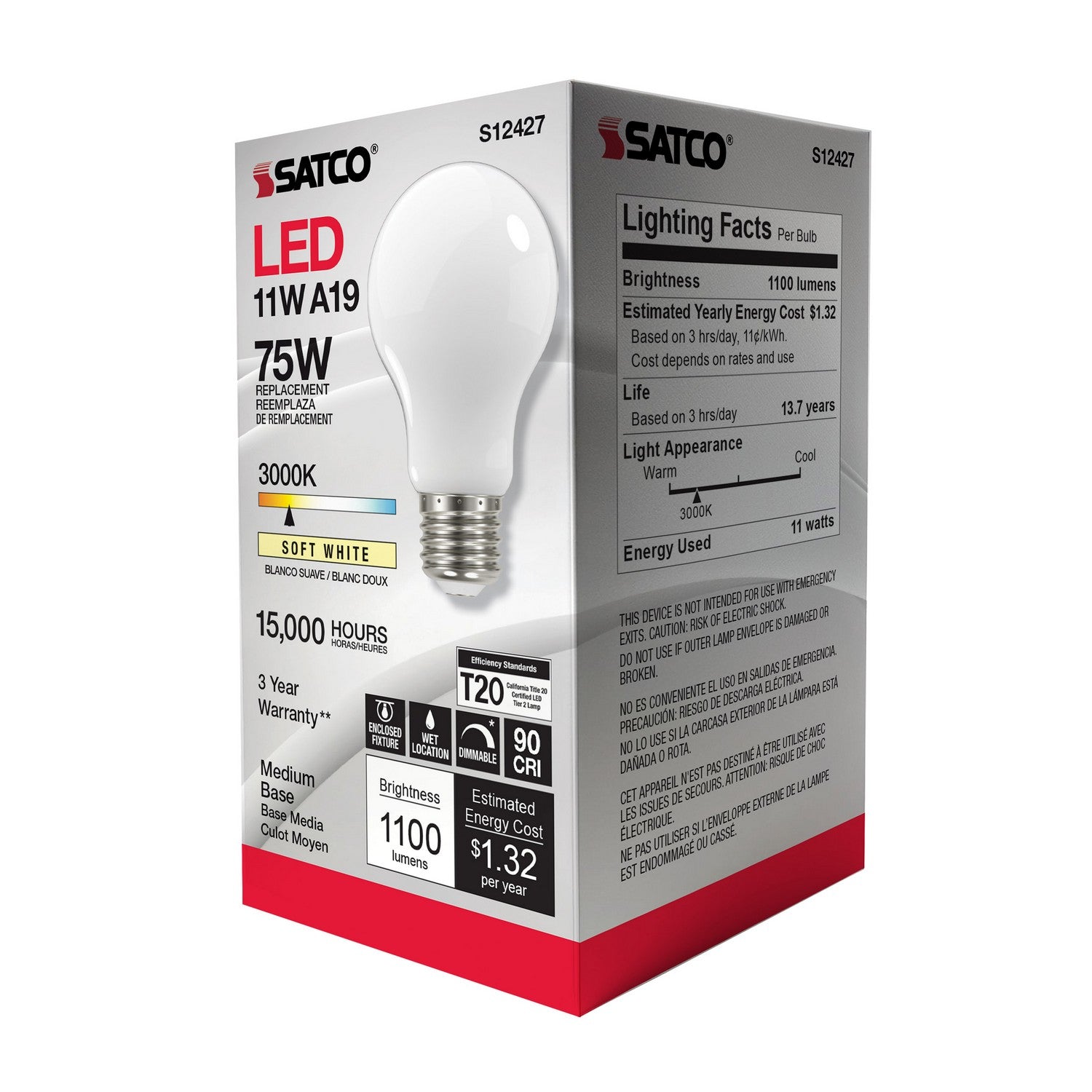 Satco - S12427 - Light Bulb - Soft White