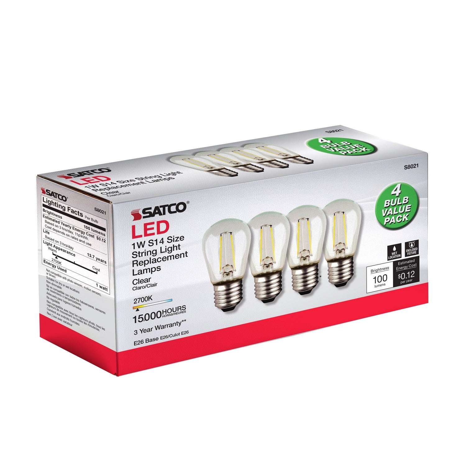 Satco - S8021 - Light Bulb - Clear