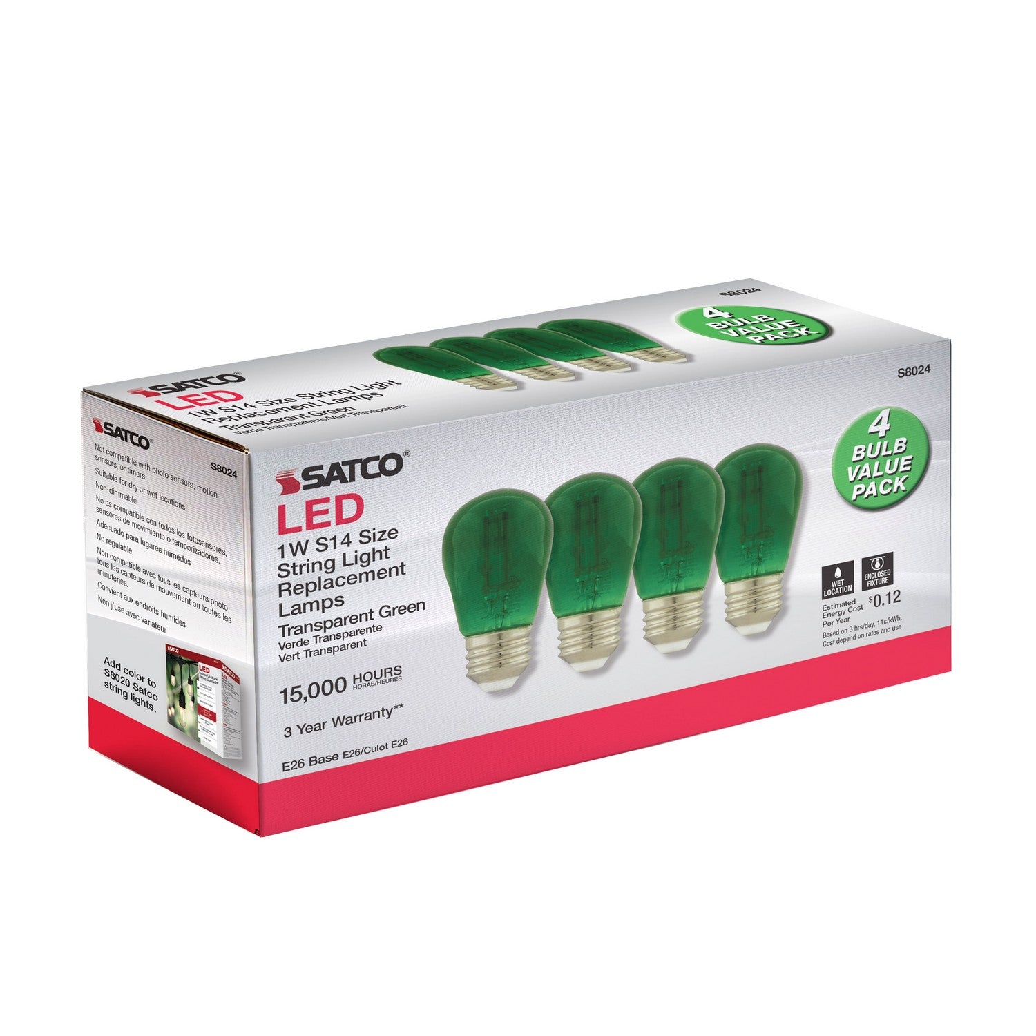 Satco - S8024 - Light Bulb - Transparent Green