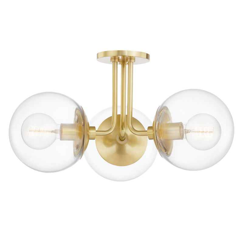 Mitzi - H503603-AGB - Three Light Semi Flush Mount - Meadow - Aged Brass