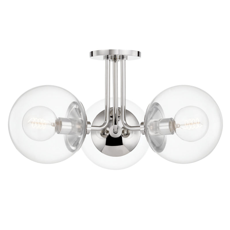 Mitzi - H503603-PN - Three Light Semi Flush Mount - Meadow - Polished Nickel