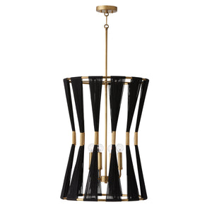 Capital Lighting - 541141KP - Four Light Foyer - Bianca - Black Rope and Patinaed Brass