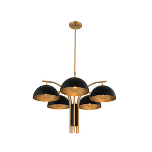 Kalco - 513772BNB - Five Light Chandelier - Marcel - Matte Black w/ New Brass