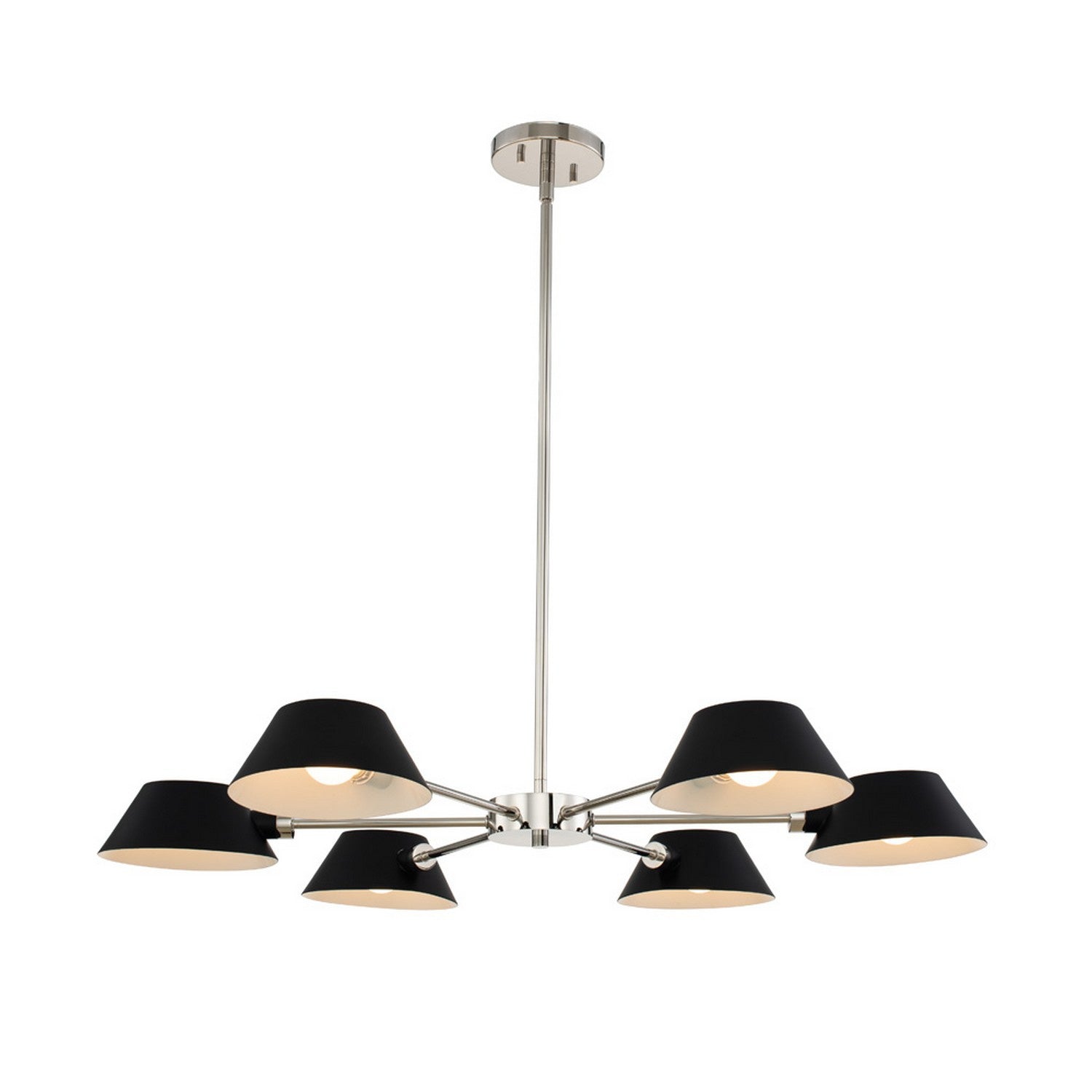 Kalco - 514172BPN - Six Light Chandelier - Bruno - Matte Black w/ Polished Nickel