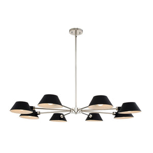 Kalco - 514173BPN - Eight Light Chandelier - Bruno - Matte Black w/ Polished Nickel