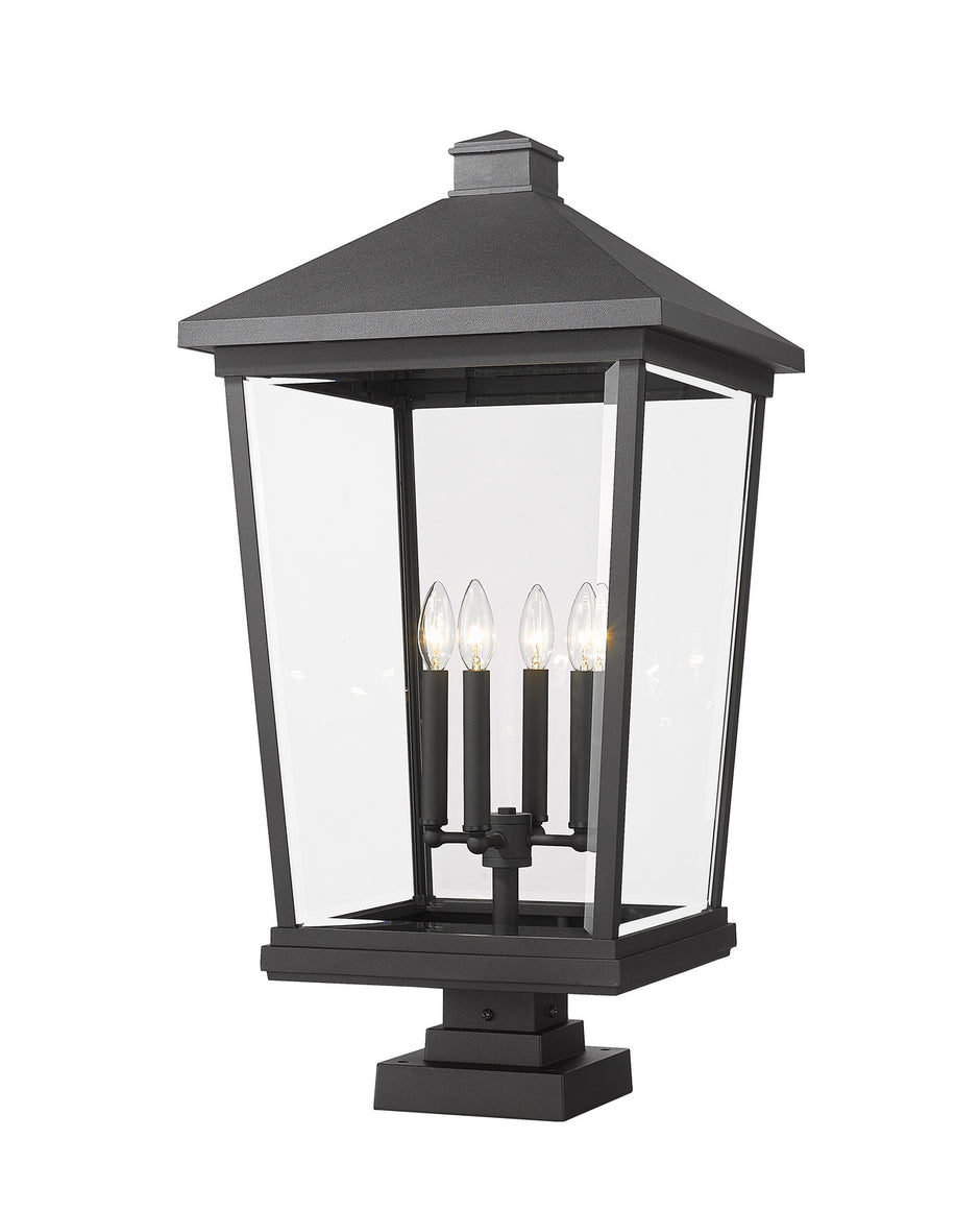 Z-Lite - 568PHXXLS-SQPM-BK - Four Light Outdoor Pier Mounted Fixture - Beacon - Black