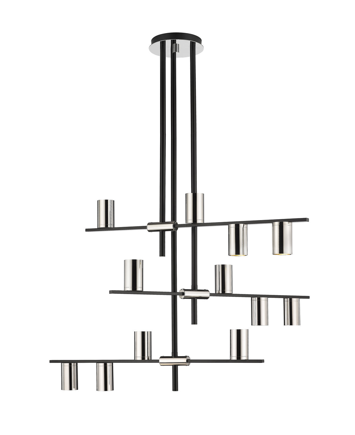 Z-Lite - 814-12MB-PN - 12 Light Chandelier - Calumet - Matte Black / Polished Nickel