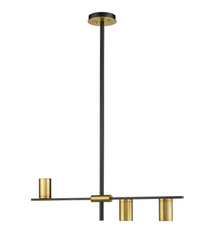 Z-Lite - 814-3L-MB-OBR - Three Light Linear Chandelier - Calumet - Matte Black / Olde Brass